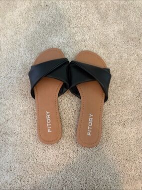 Women's Black Crisscross Slide Sandals